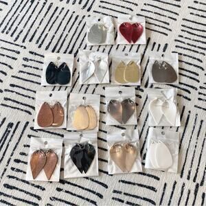 Leather Metallic Earring Set